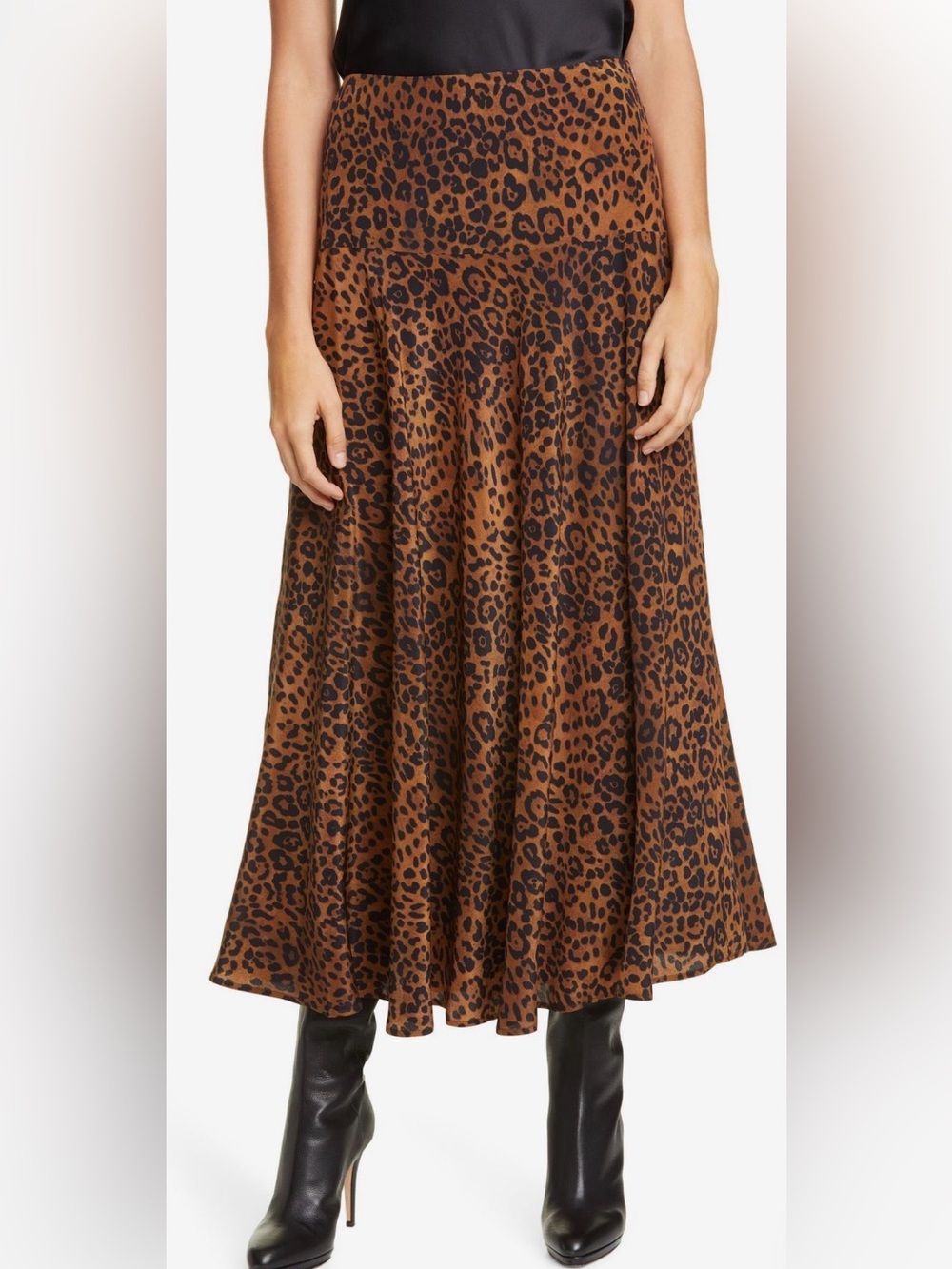 Lafayette 148 New York Elba Animal Print Silk Midi Skirt